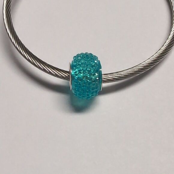 Blue Crushed Pave Charm for Pandora‎ Style Bracelet - Picture 1 of 4